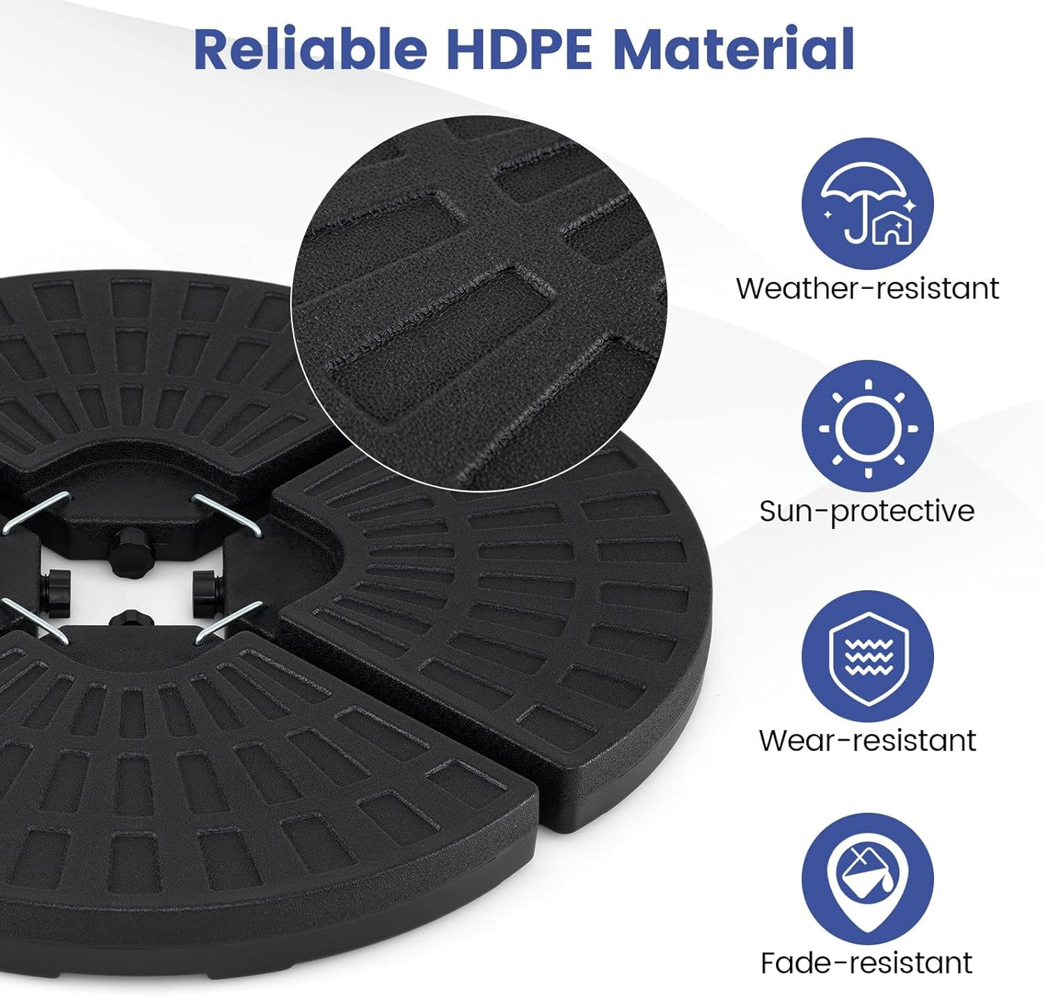MorandiMal 184 lbs Offset Umbrella Base,4 PCS Cantilever Umbrella Weighted Base, Easy-Fill Spouts,4 Connecting Pins, Carry Handles,Water Sand Weight Fillable HDPE Umbrella Stand for Backyard Poolside