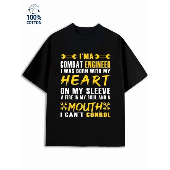 Combat Engineer Tee men's mechanical 180G 100% Cotton black futuristic tech Casual Unisex Shirt Cotton tshirts Unique Design Unisex Shirt Short Sleeve tshirts