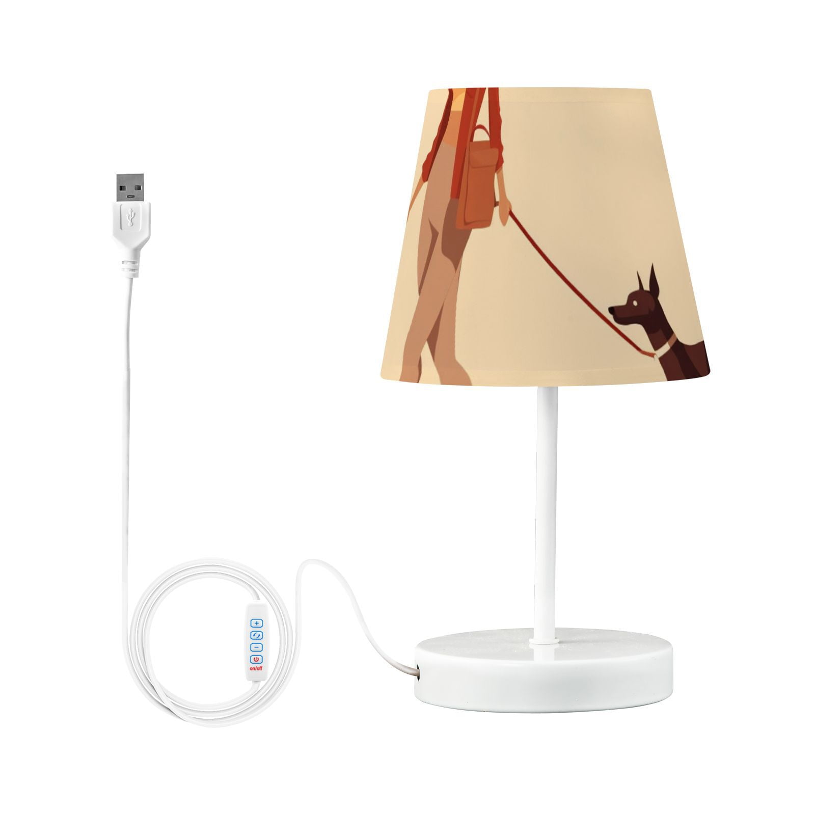 Woman Dog LED Desk Lamp Table Lamp USB Bedside Nightstand Small Lamp for Bedroom Living Room Kids Room