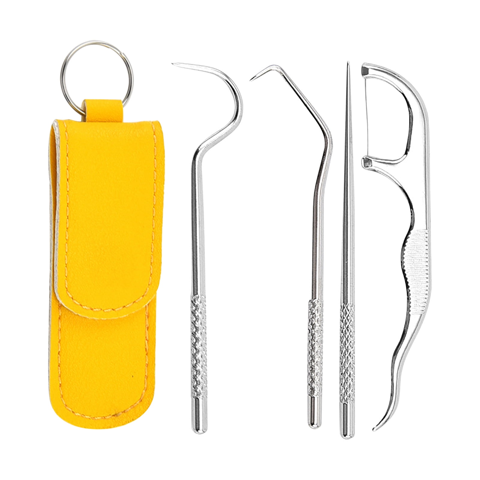 Set Portatile Da 6 Stuzzicadenti In Metallo Riutilizzabili Con Astuccio - Acciaio Inox E Titanio, Con Filo Interdentale, Per Igiene Orale In Viaggio - 4