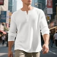 thumbnail image 2 of KHONTS Men's Henley Long Sleeve Shirts Waffle Button up T-Shirt Lightweight Thermal Undershirts White XL, 2 of 9