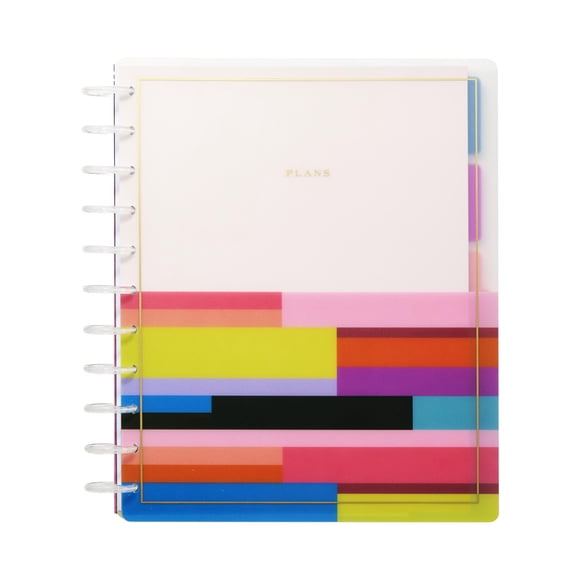 Happy Planner Undated Plans + Notes Monthly Planner Notebook Journal, 12-Month Planner, Colorblock Brights Theme, Big Size, 95 Pages, 4 Dividers, 12