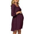 thumbnail image 2 of Long Sleeve Square Neckline Maternity Women Dots Loose Dress, 2 of 5