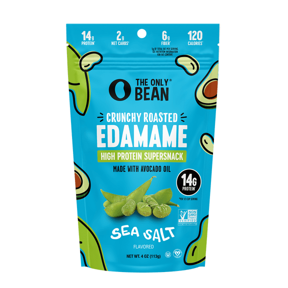 The Only Bean Crunchy Roasted Edamame Bean Snack, Sea Salt, 4 oz Bag