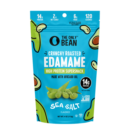 The Only Bean Crunchy Roasted Edamame Bean Snack, Sea Salt, 4 oz Bag