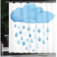 thumbnail image 4 of Ambesonne Blue White Shower Curtain, Rain Drops and Cloud, 69"Wx84"L, Blue White, 4 of 5