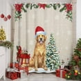 thumbnail image 3 of Christmas Dog Shower Curtain, Xmas Tree Poinsettia Botanical Linen Texture Waterproof Fabric Shower Curtains with 12 Hooks, Bathroom Curtain Set for Bathroom Accessories Decor, 66 x 72 Inches, 3 of 9