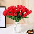 thumbnail image 7 of Morttic 8 Pcs Artificial Tulips Flowers Real Touch PU Tulips Arrangement Bouquet for Home Room Office Party Wedding Decoration (Red), 7 of 7