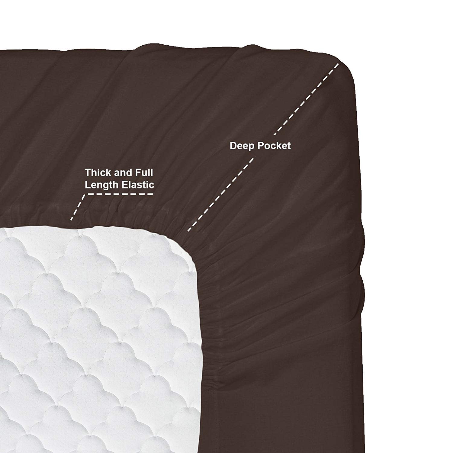 Clara Clark 6 Piece 1800 Microfiber Collection Bed Sheet Set, Deep Pockets Fitted Sheet, Queen, Chocolate Brown