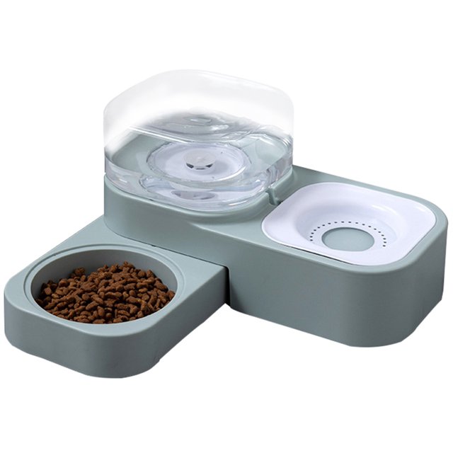 Cat Waterer and Feeder Rotatable Automatic Pet Water Dispenser Dual Pet Bowl