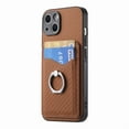 thumbnail image 2 of Allytech iPhone 11 Case with Ring Holder Kickstand, Weave Texture Slim Fit Wallet Case with Cards Holder Shockproof Bumper Phone Case Cover for Apple iPhone 11 - Brown, 2 of 14