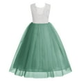thumbnail image 3 of IBTOM CASTLE Flower Girl Dress Princess Sleeveless Floral Embroidered Kids Summer Wedding Pageant Birthday Party Tutu Tulle Dress 11-12 Years Green, 3 of 4