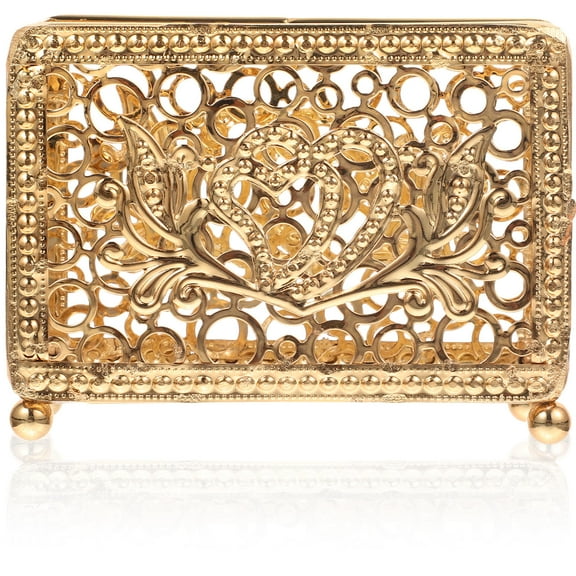 Soimiss Elegant Golden Metal Tissue Holder with Space Saving Tabletop Design