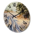 thumbnail image 3 of Designart 'Snowy Winter Forest Landscape Rural Road In Snow' Traditional Wood Wall Clock, 3 of 5