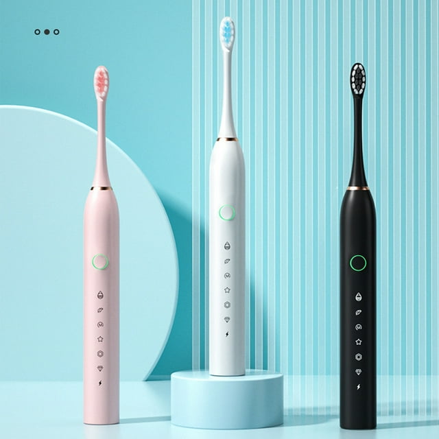 Brosse à Dents Électrique / Modes 6 Vitesses & Minuteur Intelligent / 42000 VPM Nettoyage Sonique / Rechargeable IPX7 Étanche / 4 Têtes de Brosse Incluses / Chargement USB / Adultes / 8.66 Pouces / Blanc Rose