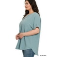 thumbnail image 3 of Zenana Women's & Plus Size Woven Airflow Split Neck Short Sleeve Top, 3 of 4