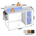 thumbnail image 2 of GUNAITO 47 Inch Gaming Desk with LED Lights and Power Outlet, Computer Desk with Glass Storage Shelves and Monitor Stand, White Carbon Fiber, 2 of 8