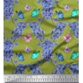 thumbnail image 1 of Soimoi Moss Georgette Fabric Butterfly & Wildflower Floral Print Fabric by Yard 42 Inch Wide, 1 of 1