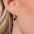 thumbnail image 3 of Gem Stone King 14K Yellow Gold Red Rhodolite Garnet and Lab Grown Diamond Dangle Earrings for Women | 1.85 Cttw | Gemstone January Birthstone | Oval 7X5MM, 3 of 6