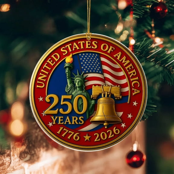 USA 250th Anniversary Ornament 1776–2026, Patriotic Hanging Window, Independence Day Gift