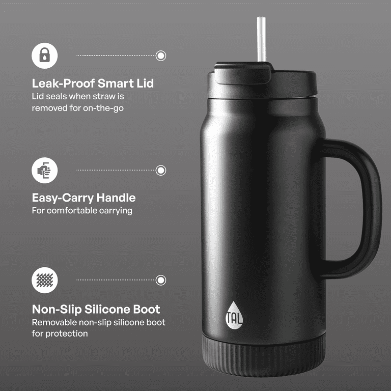 TAL 64oz Stainless Steel Hudson Tumbler with Straw, Black