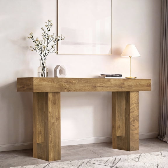 Hommoo Console Table, Farmhouse Entryway Table, Multifunctional Wooden Rectangular Sofa Table for Entrance, Hallway, Living Room, Foyer, Natural