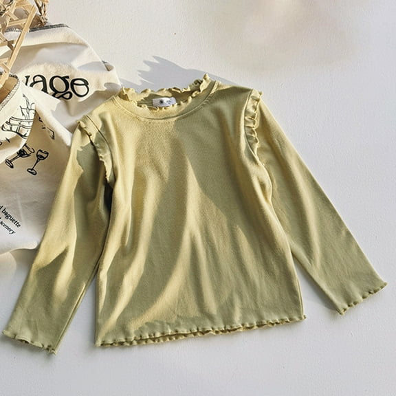 Bnwani Long Sleeve Toddler T Shirt Cotton Crew Neck Casual Solid Tops 4-5t