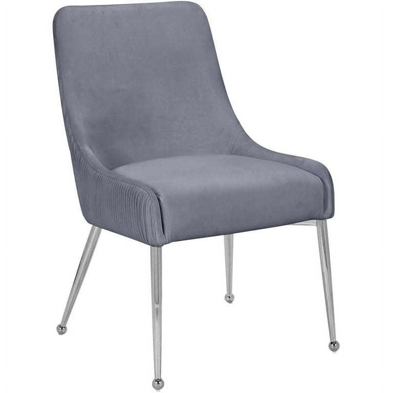 Grey velvet and chrome dining chairs hot sale