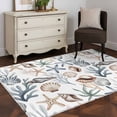 thumbnail image 3 of Sea Coral Shells Starfish Area Rugs 4'x6', Washable Small Throw Rugs for Office Bathroom, Summer Nautical Coastal Watercolor Indoor Outdoor Rug Non-Slip Low Pile Carpet Runner Reversible Floor Mats, 3 of 8