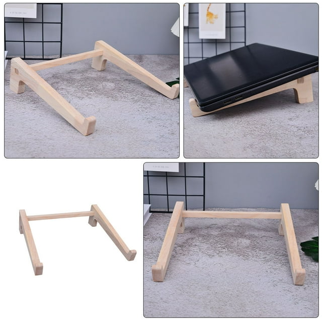 VERDANVERSE Support d'Ordinateur Portable en Bois pour la Rentrée Scolaire, Usage Domestique, Matériau en Bois Réutilisable Naturel Kaki, Réduit la Fatigue du Cou, 7.8 Pouces