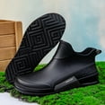 thumbnail image 3 of Womens Mens Rubber Non Slip Rain Boots Slip On Waterproof Ankle Booties Wide Width Lightweight Water Shoes Black Size 7.5, 3 of 5