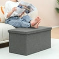 thumbnail image 5 of Folding Storage Ottoman Bench with Lid Tray 30 inches Ottoman Coffee Table Grey Cube Chair Foot Rest Stool Storage Chest for Living Room Bedroom Holds up to 550 lb, 5 of 10