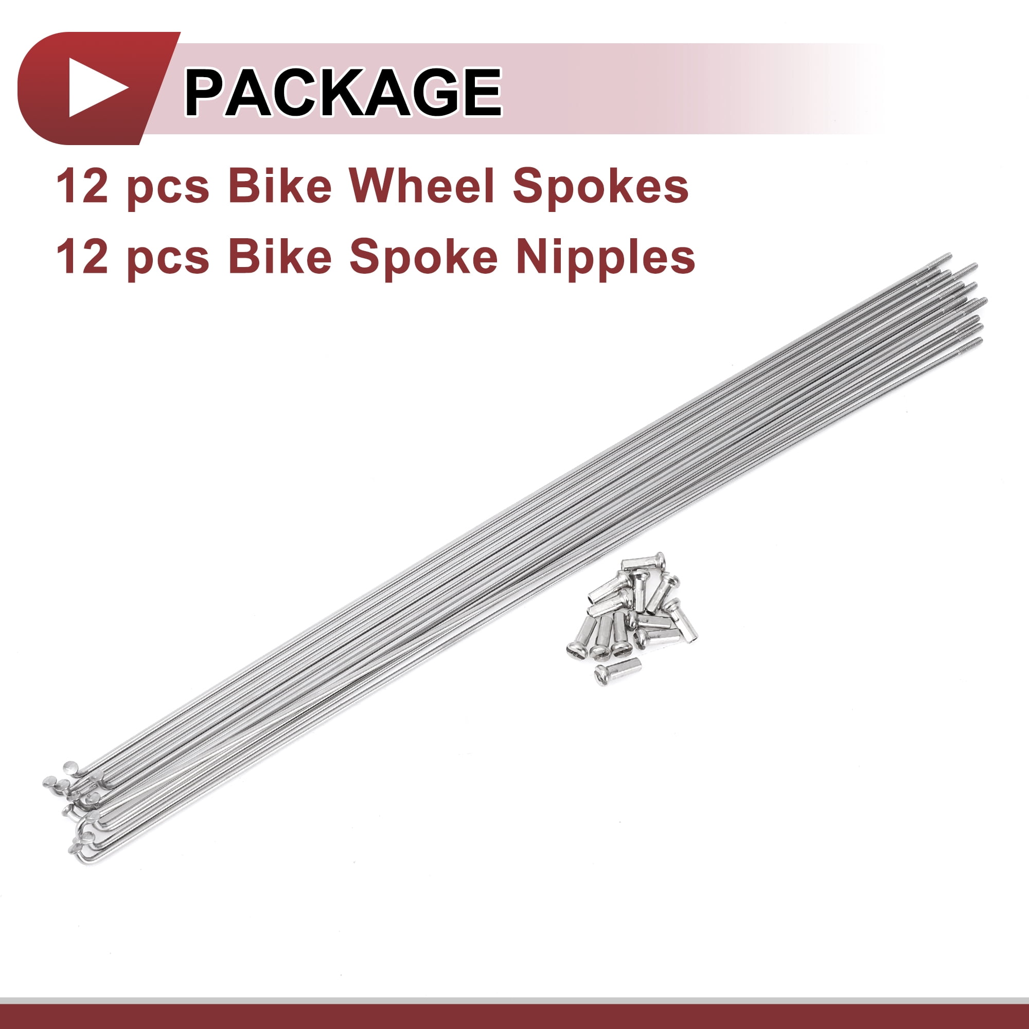 Unique Bargains 12 Set 14G Bicycle Spokes Bike Wheel Spokes 304 Stainless Steel 297mm