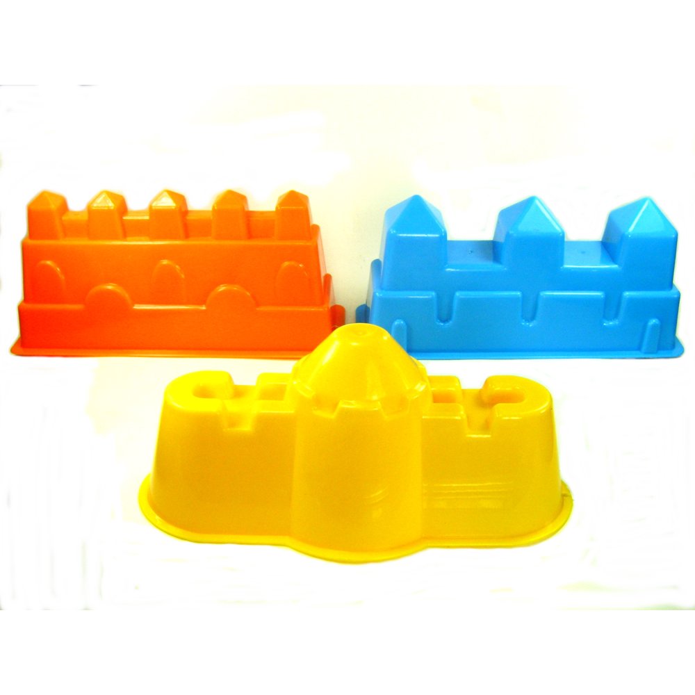 SAND MOLD SET OF 3 CASTLE WALLS BLUE YELLOW ORANGE Beach Toys Sandbox