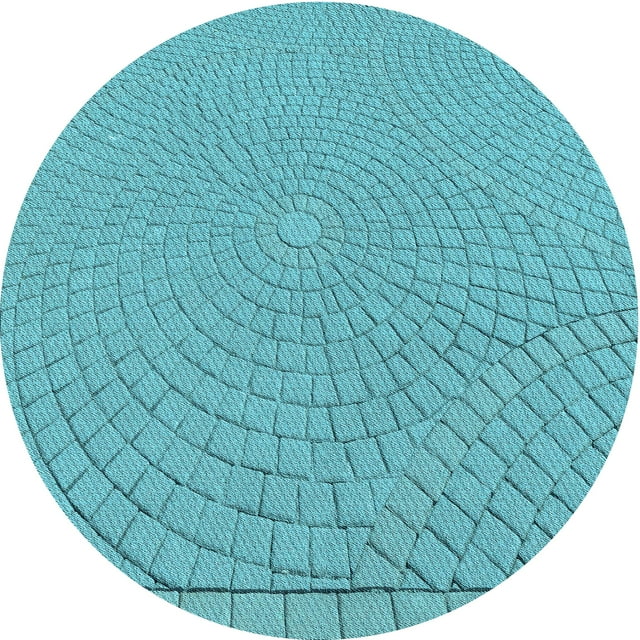 Ahgly Tapis Rond Lavable en Machine Intérieur Transitionnel Turquoise Bleu Vif, 3 Pieds Rond