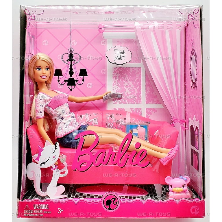 Barbie Think Pink Sofa and Doll Playset 2008 Mattel P3498