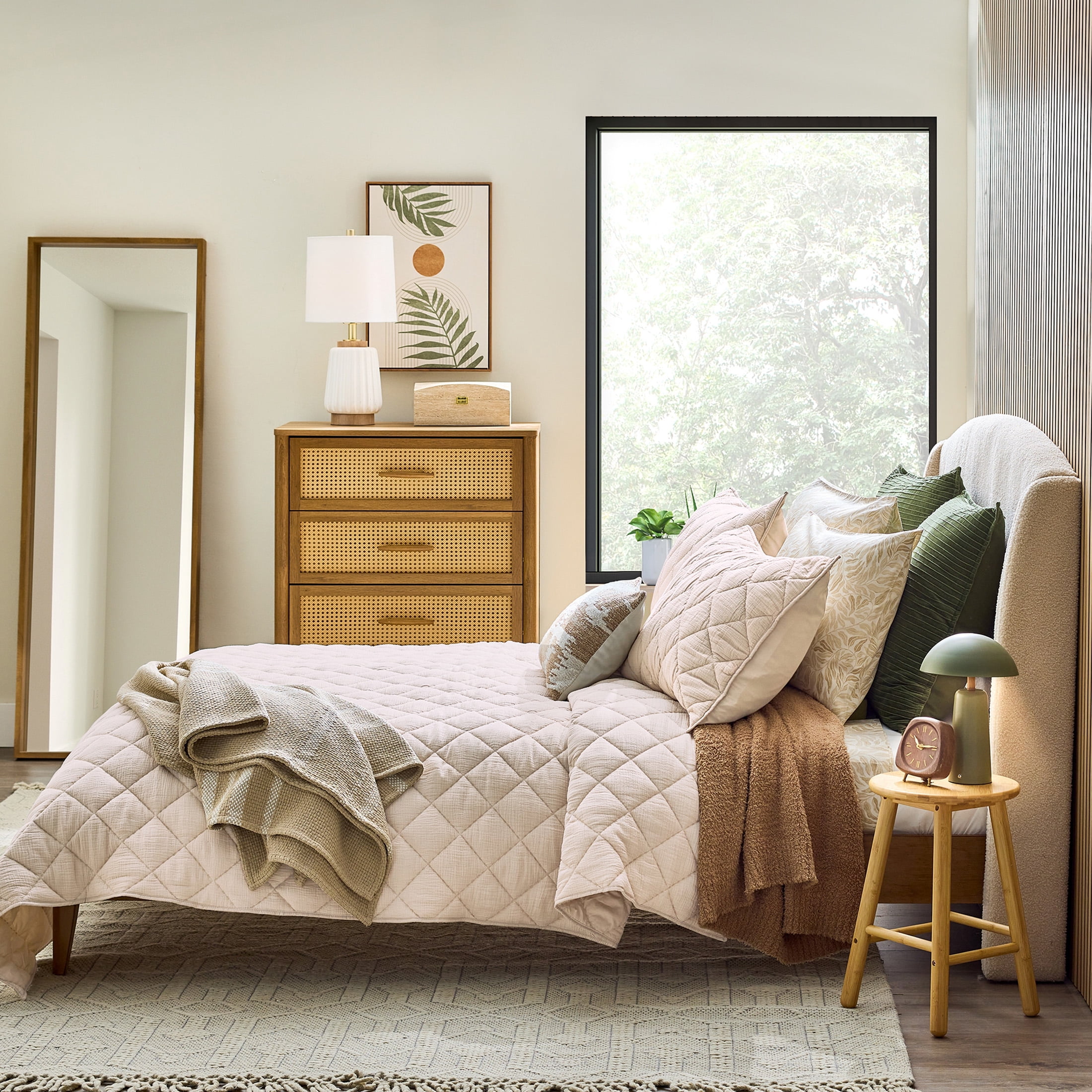 Better Homes & Gardens Diamond Gauze Quilt, King, Beige Bedding