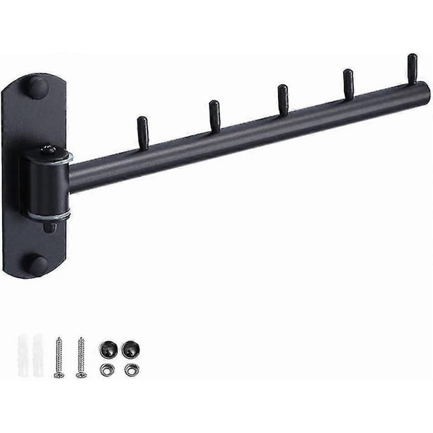 Stainless Steel Clothes Hanger With Swing Arm Support Bars Wall Mounted Hanger Holder With 5 Clothes Hooks