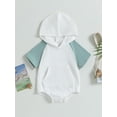 thumbnail image 2 of Arvbitana Infant Boys Girls Casual Rompers Contrast Color Short Sleeve Hooded Jumpsuits with Pocket Baby Bodysuits 0-24M, 2 of 8