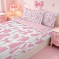 thumbnail image 3 of meiyoeat Pink Cow Print Zipper Twin Comforter Sets with Fitted Sheet and 2 Pillowcases,Girly Bow Zipper Bedding Set For Girl,Reversible,4-Piece, 3 of 7