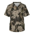 thumbnail image 2 of Domuza Men's Scrub Top Plus Size Short Sleeve V-Neck Nurse Uniform Camo Print Stretch T-Shirt Soft Comfort Nurse Tops with Pockets Coffee XXL, 2 of 4