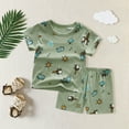 thumbnail image 2 of Little Child Short Sleeve Shirts Tops Shorts Suit 2pcs Set Summer Short Sleeve Indoor Suit Cartoon Car Pattern Suit H 6 Years-7 Years, 2 of 7