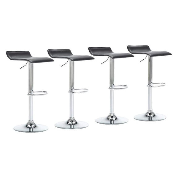 Contemporary Adjustable Swivel Barstool, Set of 4(Black)