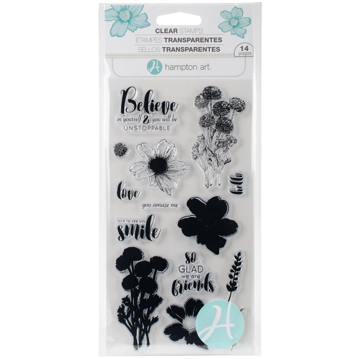 Hampton Art Layering Clear Stamps 4"X8"Flower Believe Walmart Canada