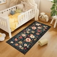 thumbnail image 3 of DUKINO 2x5 Runner Rug for Hallway, Washable Kitchen Floral Runner Rug with Non Slip Backing, Low Pile Soft Boho Carpet for Kitchen, Hallway, Entryway, Laundry, Bedroom, Black, 3 of 8