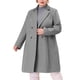 thumbnail image 1 of Abrigo largo de mujer de tallas grandes GRACE & GRANDEUR, con solapa muesca, doble botonadura, abrigo de invierno con bolsillos 1X gris, 1 of 6