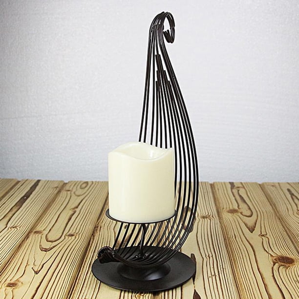 unbranded Portavelas De Hierro Negro Con Forma De Vela Para En Espacios Como Café Y Oficina