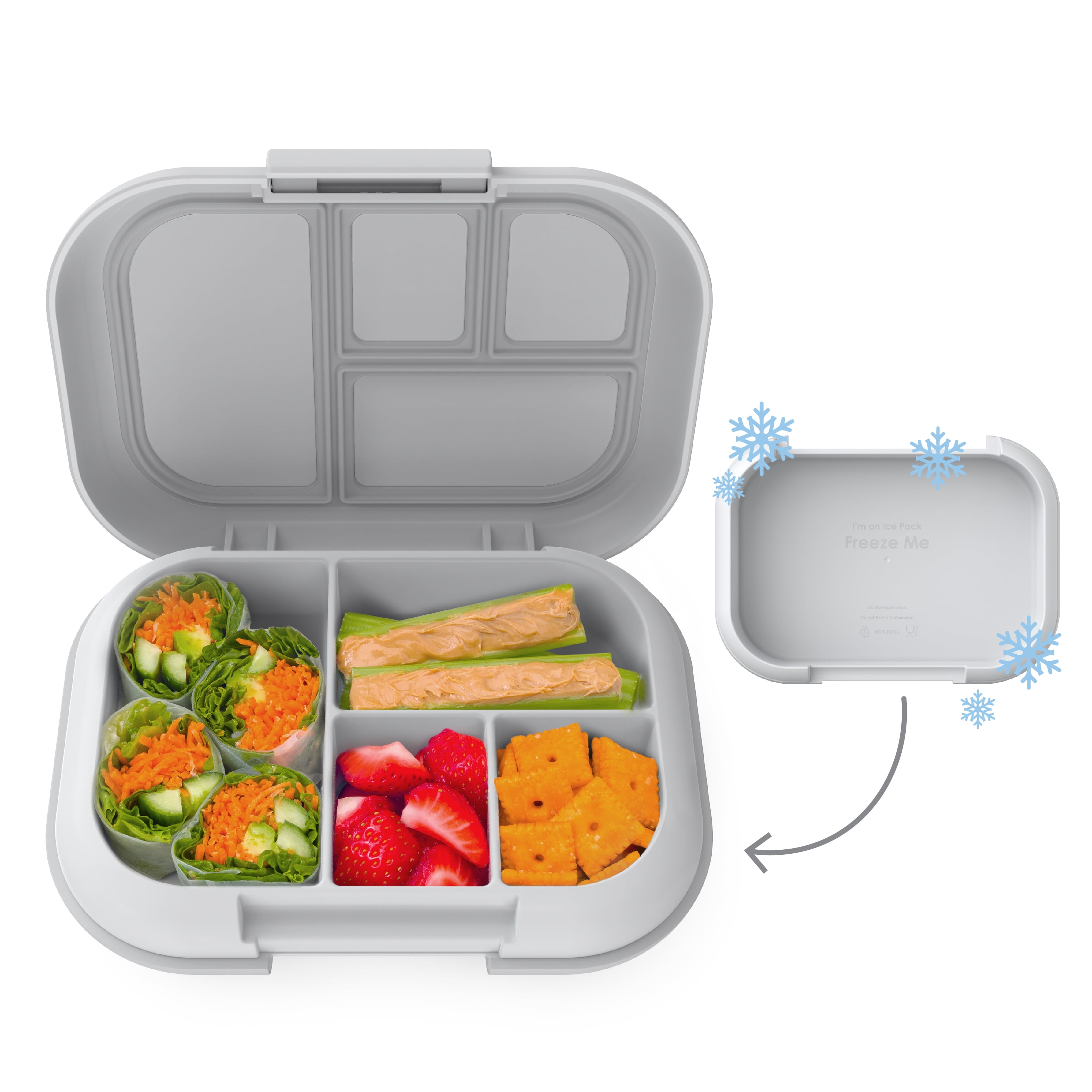 Bentgo Chill Bento-Style Kids Lunch Box - Removable Ice Pack - Gray