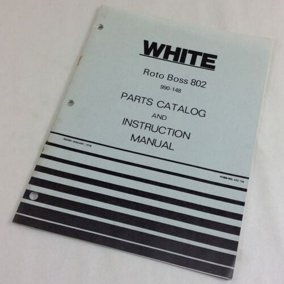 White Roto Boss 802 Tiller Parts Catalog Instruction Operators Owners Manual