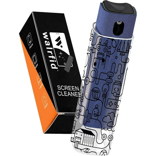 walrfid Car Screen Cleaner, Computer Screen Cleaner Spray and Wipe, Laptop Cleaning Mist Kit for Electronic iPad, iPhone, MacBook, Monitor, Tablet Display, with Black Graffiti Case - Denim Blue